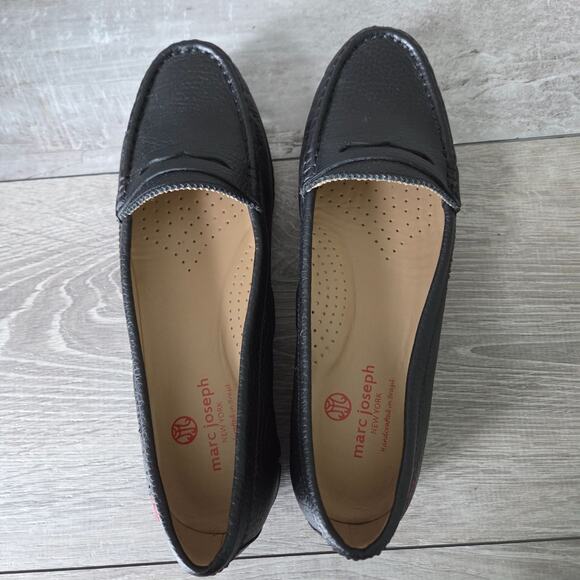 Marc Joseph New York Union Golf Black Grainy Loafer Flat Performance Shoes Sz 8